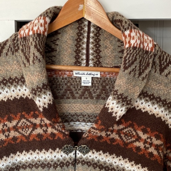 Telluride Clothing Co. Cardigan. Fair Isle Shawl Collar, 100% Wool, Size Small - Picture 10 of 11